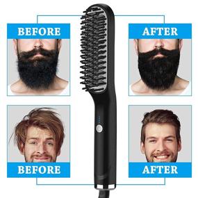 img 2 attached to 🧔 Men's Beard Straightener Comb Brush: Anti-Scald Hair Styling & Beard Straightening - Portable Hair Combs with 3 Temperature Settings & Quick Electric Heating