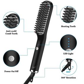 img 3 attached to 🧔 Men's Beard Straightener Comb Brush: Anti-Scald Hair Styling & Beard Straightening - Portable Hair Combs with 3 Temperature Settings & Quick Electric Heating