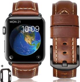 img 4 attached to Совместимый браслет HUAFIY для iWatch 38 мм 40 мм: премиальная кожа верхнего слоя 👁️ Заменяемый ремешок для iWatch Series 6/5/4/3/2/1 - Ретро коричневый чёрная пряжка 38 мм 40 мм