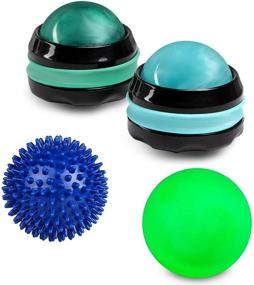 img 4 attached to 🌟 Pain Relief Back Roller Massager - Manual Massage Roller Ball for Self Massage Therapy of Neck, Hand, Leg, and Back Rejuvenation - Use with Essential Oils and Lotions - Set of Spikey and Lacrosse Roller Balls