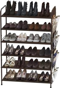 img 2 attached to 👞 Maximize Shoe Storage Space with Simple Houseware 6-Tier Rack, 34-Pair Organizer, and Side Hanging Bag in Bronze