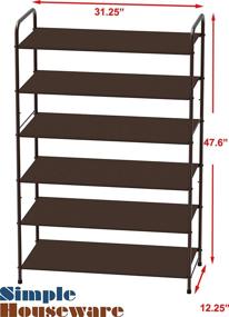 img 1 attached to 👞 Maximize Shoe Storage Space with Simple Houseware 6-Tier Rack, 34-Pair Organizer, and Side Hanging Bag in Bronze