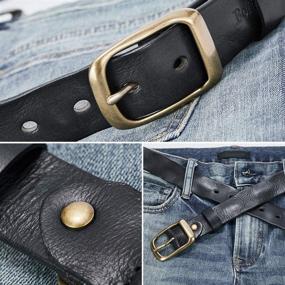 img 1 attached to Brass Buckle Leather Grain Casual Men's Accessories