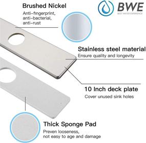 img 2 attached to 🚰 BWE 10" Sink Hole Cover Deck Plate | Brushed Nickel Stainless Steel Escutcheon Plate | Single Hole Kitchen Sink Faucet Cover Cap | Bathroom Faucet 1-3 Hole Rectangle Mixer Tap Outside Faucet Cover