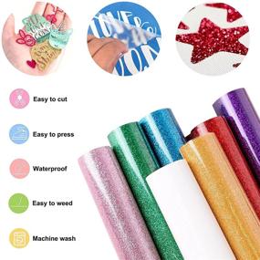 img 1 attached to 🎨 Cysincos Glitter Heat Transfer Vinyl - Assorted Colors DIY Crafting Bundle - 24 Sheets of Printable Iron on Vinyl for T-Shirt - 12 x 10 Inch Glitter HTV - Ideal for Heat Press & Craft Supplies