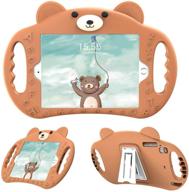 pzoz ipad kids case for ipad 9th 2021 /8th 2020 /7th 2019 - 10.2-inch, shockproof silicone handle stand, heavy duty protective cover for boys and girls, brown logo