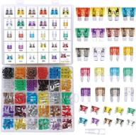 340 piece assorted auto car truck blade fuses set - 2a 5a 7.5a 10a 15a 20a 25a 30a 35a 40a - standard, mini & low profile mini - atc/apr/ato+atm mini automotive fuse assortment kit w/ puller logo