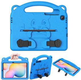 img 4 attached to 🐻 GREENURE Kids Case for Samsung Galaxy Tab S6 Lite 10.4'' 2020 Model - Durable EVA Bear Cover with Hand-Grip, Stand & Pen Holder (Blue)