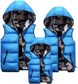 img 2 attached to Warm and Trendy Camouflage Reversible Hooded Vest - 3-9T Sleeveless Jacket for Winter