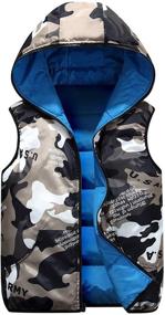 img 3 attached to Warm and Trendy Camouflage Reversible Hooded Vest - 3-9T Sleeveless Jacket for Winter