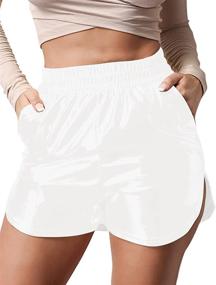 img 3 attached to 🩳 Haola Women's High Waisted Metallic Shorts for Summer Yoga and Dance