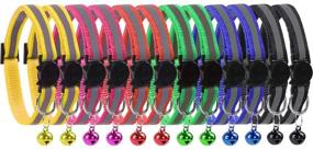 img 4 attached to KZHAREEN 12 Pcs Reflective Nylon Breakaway Cat Collars with Bells, Adjustable for Small Pet Dogs and Puppies