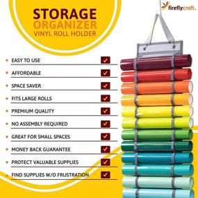 img 3 attached to 🔥 Firefly Craft Storage Organizer: Vinyl Roll Holder with 24 Compartments - Hanging Closet, Wall, or Over-The-Door Organizer for Studio, Craft Room, or Any Space - Ideal for Cricut Accessories and Vinyl Storage Rack