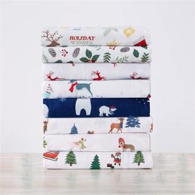 img 2 attached to 🐻 Great Bay Home - Turkish Cotton Queen Flannel Sheet Set: Warm Winter Novelty Bed Sheets with Navy Polar Bears