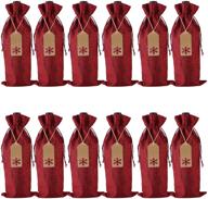 🍷 burlap wine gift bags: 12 pcs jute drawstring wine bottle covers for christmas, wedding, travel, birthdays & parties - wine red логотип