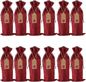 img 4 attached to 🍷 Burlap Wine Gift Bags: 12 Pcs Jute Drawstring Wine Bottle Covers for Christmas, Wedding, Travel, Birthdays & Parties - Wine Red