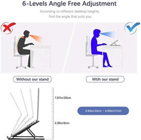 img 3 attached to 🖥️ Вентилируемая подставка для ноутбука, складная универсальная подставка 10"-17" с регулируемым эргономичным дизайном - Черная.