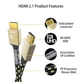 img 3 attached to 🔌 TopTrend 6ft HDMI Cable - CL3 Rated 48Gpbs Ultra High Speed HDMI 2.1 Cable | Supports 8K 60Hz, 4K 120Hz, 240Hz UHD | HDR, HDCP 2.2 2.3 | 28AWG Braided HDMI Cord | Compatible with HDTV, Xbox, PS4, PS5, PC