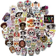 🎃 sugar skull stickers: 50pcs for mexican day of the dead, halloween-themed death day stickers - laptop, bike, skateboard, luggage decals". logo