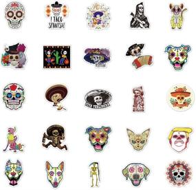 img 2 attached to 🎃 Sugar Skull Stickers: 50pcs for Mexican Day of the Dead, Halloween-Themed Death Day Stickers - Laptop, Bike, Skateboard, Luggage Decals".