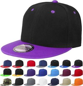 img 4 attached to Adjustable Size Classic Snapback Hat Cap 🧢 - Hip Hop Style Flat Bill, Blank Solid Color