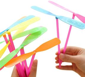 img 4 attached to 🎁 TIHOOD 100PCS Plastic Dragonfly Bamboo-Copter Toy Set - Colorful Party Favors for Adults