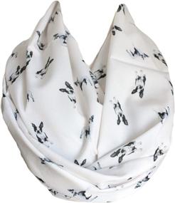 img 3 attached to 🐶 Etwoa's Large Cream Infinity Scarf Circle Loop Scarf for Boston Terrier Lovers