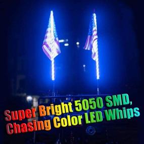 img 2 attached to 🚀 AL4X4 3FT LED Whip Lights with 360° Spiraling Rising Dream wrapped dancing whips Bluetooth Control & Music Mode for Polaris RZR ATV Antenna Whip UTV Quad Sand Dune Buggy Flag Poles - One Pair