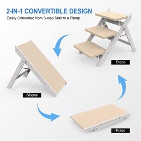 img 3 attached to 🐾 Heeyoo Foldable Dog Stairs: Non-Slip Wooden Ramp for Small to Large Dogs and Cats – Portable 3 Step Pet Steps for Couch, High Beds, and Cars (Up to 110lb)