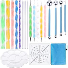 img 4 attached to 🎨 Mandala Dotting Tools Set: 19PCS for Painting Rocks, Coloring & Drawing – Stencils, Stylus Pens, Paint Tray, and More!