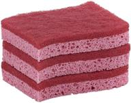 🧽 3-pack superio non-scratch cellulose sponge set - red kitchen scrub sponges with scouring pads for frying pan, pot, countertop, and sink logo