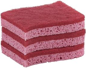 img 4 attached to 🧽 3-Pack Superio Non-Scratch Cellulose Sponge Set - Red Kitchen Scrub Sponges with Scouring Pads for Frying Pan, Pot, Countertop, and Sink