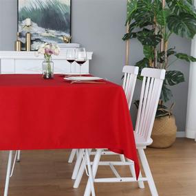 img 3 attached to 🔴 FOLINS&amp;HOME Red Rectangular Tablecloth 60 x 102 - Heavy-Duty, Wrinkle-Free, Waterproof, Washable, and Spillproof Table Cover for Parties, Banquets, Indoors, and Outdoors - Oblong/Rectangular