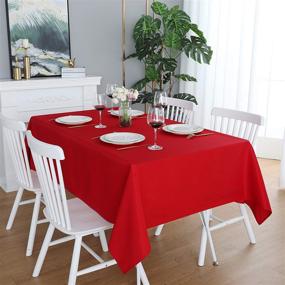 img 4 attached to 🔴 FOLINS&amp;HOME Red Rectangular Tablecloth 60 x 102 - Heavy-Duty, Wrinkle-Free, Waterproof, Washable, and Spillproof Table Cover for Parties, Banquets, Indoors, and Outdoors - Oblong/Rectangular