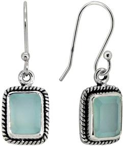 img 1 attached to Dazzle in Style with YoTreasure Aqua Chalcedony Silver Dangle Earrings