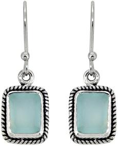 img 4 attached to Dazzle in Style with YoTreasure Aqua Chalcedony Silver Dangle Earrings