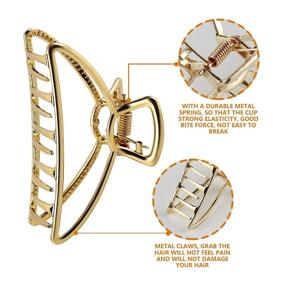 img 1 attached to Stylish Puxyblue Metal Hair Claw Clips - Non-Slip Jaw Clamp Clips for Women and Girls with Thick Hair (Set of 3: Gold, Silver, Rose Gold)