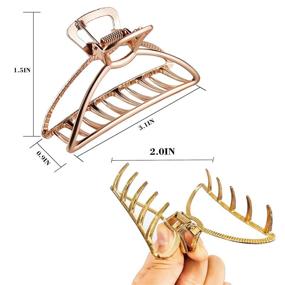 img 2 attached to Stylish Puxyblue Metal Hair Claw Clips - Non-Slip Jaw Clamp Clips for Women and Girls with Thick Hair (Set of 3: Gold, Silver, Rose Gold)