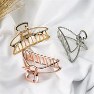 stylish puxyblue metal hair claw clips - non-slip jaw clamp clips for women and girls with thick hair (set of 3: gold, silver, rose gold) logo