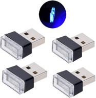 💡 enhance your car interior with febrytold 4pcs blue usb car interior atmosphere lamps logo