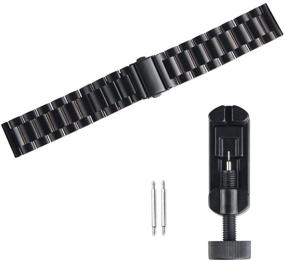 img 1 attached to 💪 YOUkei Stainless Steel Replacement Strap Bracelet for Garmin Venu Sq Bands - Black