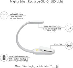 img 3 attached to 📖 The Enhanced Mighty Bright Clip On Rechargeable Book Light, Warm Eye-Friendly LEDs, Flexible, Long-Lasting, Dimmable, Ideal for Children, Book Lovers, Bedtime Reading, 60 Hours Battery Life (White)