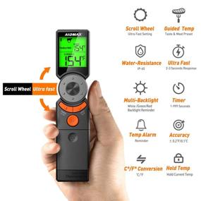 img 2 attached to 🌡 AidMax Mini6: Waterproof Instant Read Meat Thermometer for Grill, Kitchen, Smoker, BBQ - Easy-to-Use with Backlit Digital Display and Scroll Wheel Presets