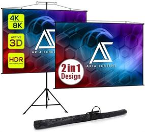 img 4 attached to 🎥 57 inch Akia Screens 2 in 1 Portable Projector Screen with Stand - 4:3 16:9 Aspect Ratio, 8K 4K HD, Tripod Wall Mount - Black Projection Screen with Bag for Indoor Outdoor Movie Home Theater Office - AK-T57SLITE