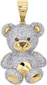 img 2 attached to 🐻 DTJEWELS Cluster Teddy Bear Pendant: 1.00 Ct Lab Created Diamond, 14K Yellow Gold Plated, 18" Chain