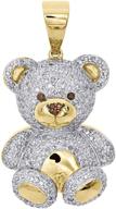 🐻 dtjewels cluster teddy bear pendant: 1.00 ct lab created diamond, 14k yellow gold plated, 18" chain logo