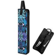 canvas heat-resistant curling iron cover sleeve - beautyflier universal holder for curling & flat irons, travel-friendly case bag pouch for home, gym, or traveling (blue flower) logo