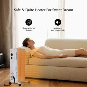 img 1 attached to 🏢 Portable White Electric Oil Filled Radiator Heater for Home & Office - 700W/1500W Adjustable Thermostat, Tip Over & Overheating Protection