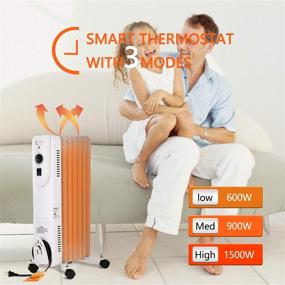img 3 attached to 🏢 Portable White Electric Oil Filled Radiator Heater for Home & Office - 700W/1500W Adjustable Thermostat, Tip Over & Overheating Protection