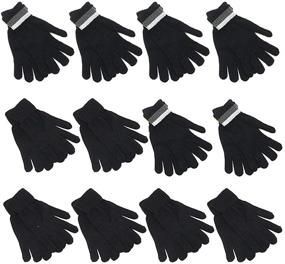 img 4 attached to 🧤 Gelante 6 Pairs of Solid Black Winter Knitted Stretch 2096G Men's Gloves & Mittens Accessories